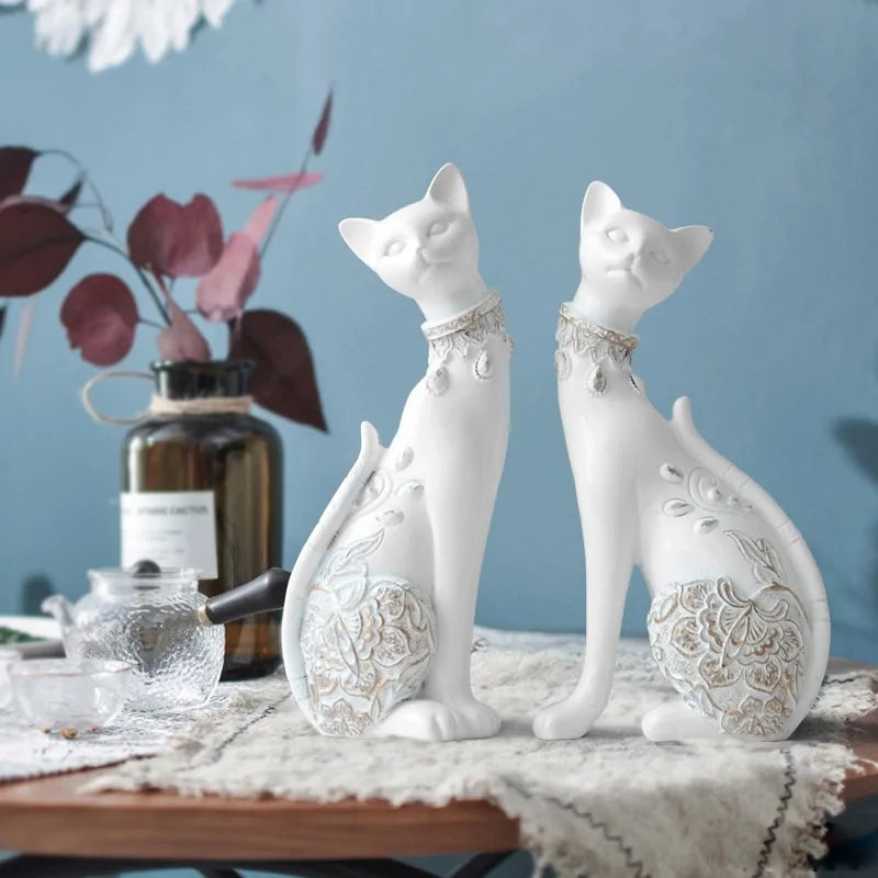 Figurine Decorative Resin Cat Statue