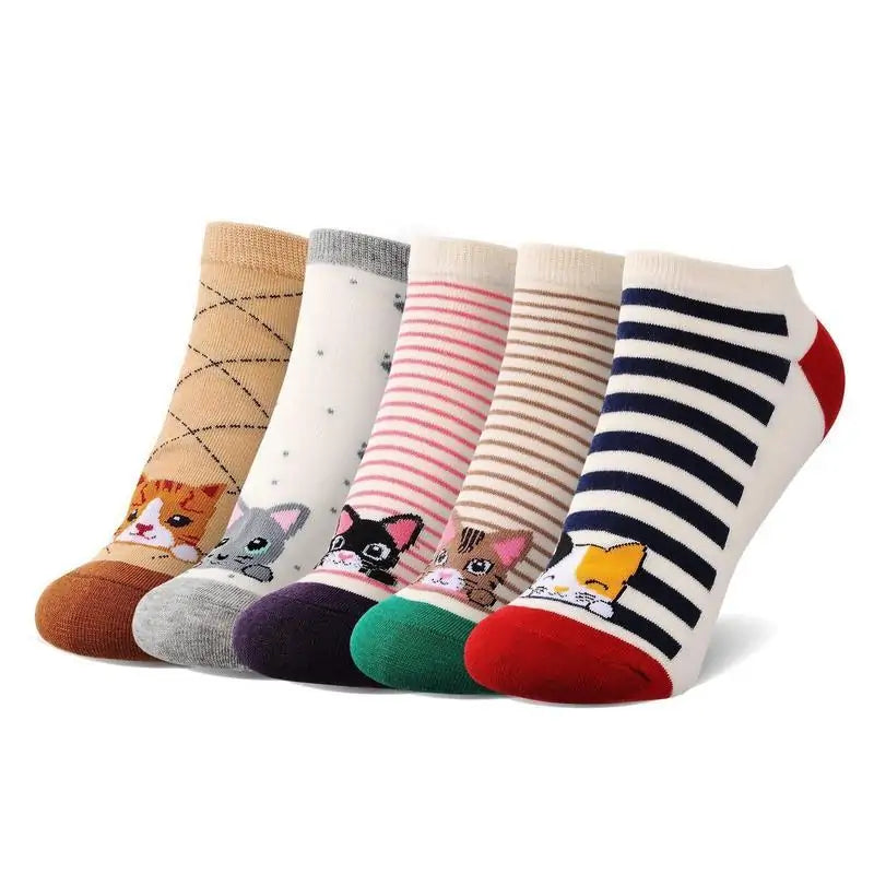 5 Pairs Curly Cat Socks