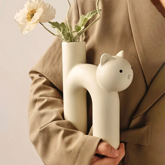 Cat Head Tube Vase