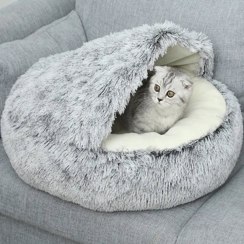 Winter Long Plush Cat Bed